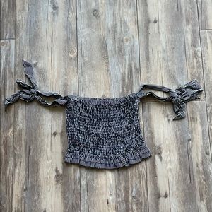 blue life navy tube top with off the shoulder tie